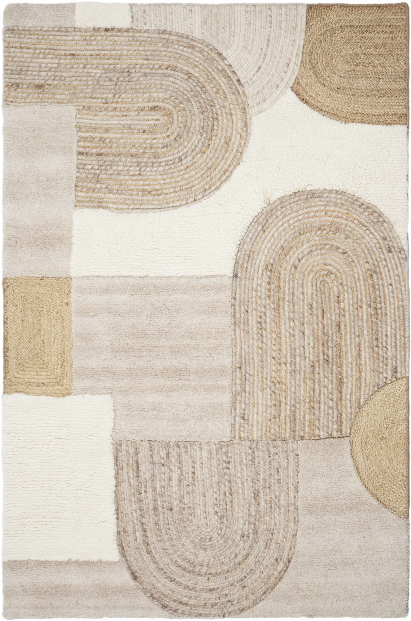 Outlet - Jaipur Japandi Design Vloerkleed - 50% Jute/50% Wol - Creme Beige
