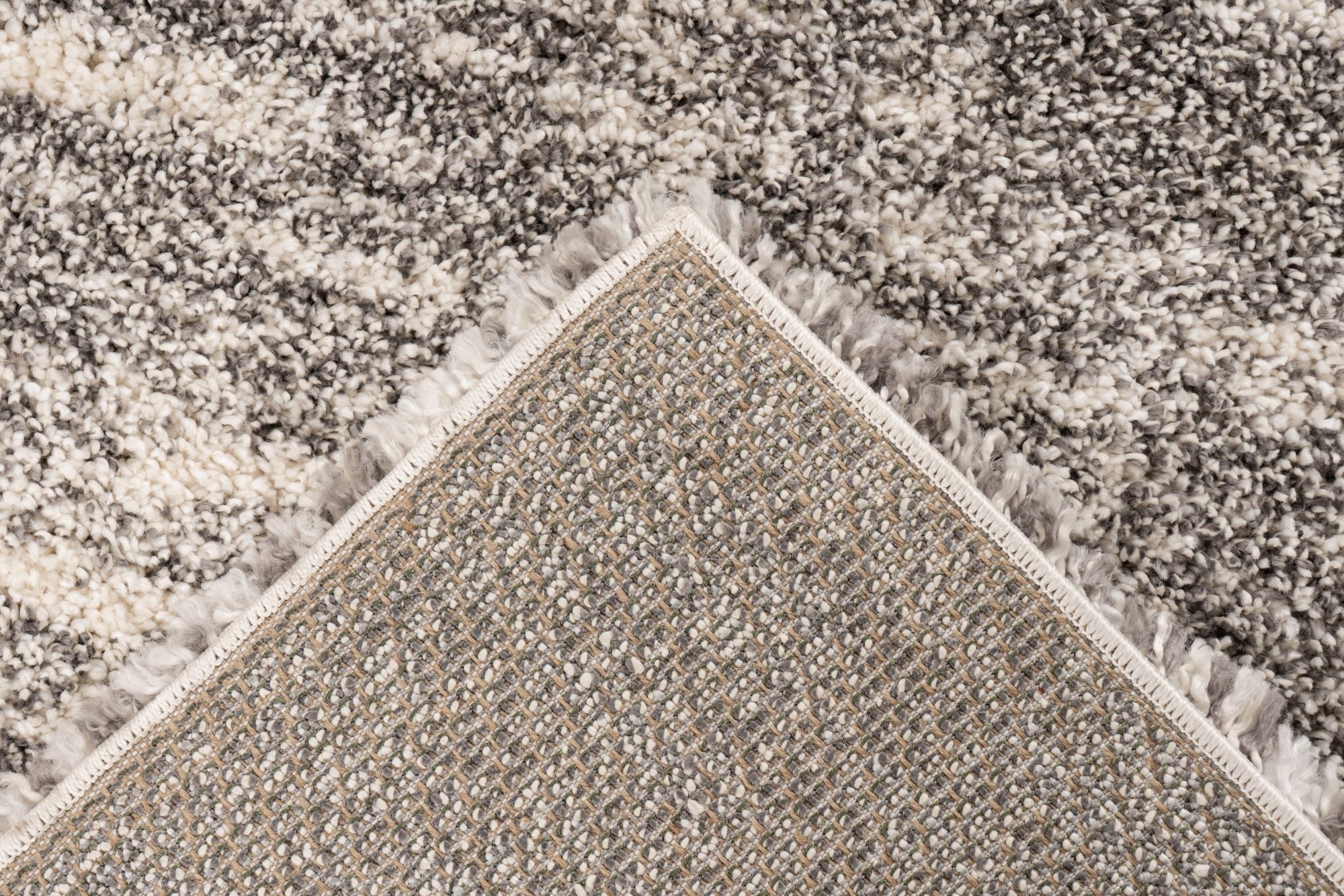 Mirage Shaggy - Hoogpolig Vloerkleed, Luxe Gemeleerd Modern Tapijt | Grijs Creme