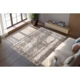 Mirage Shaggy Hoogpolig Vloerkleed Grijs/Crème