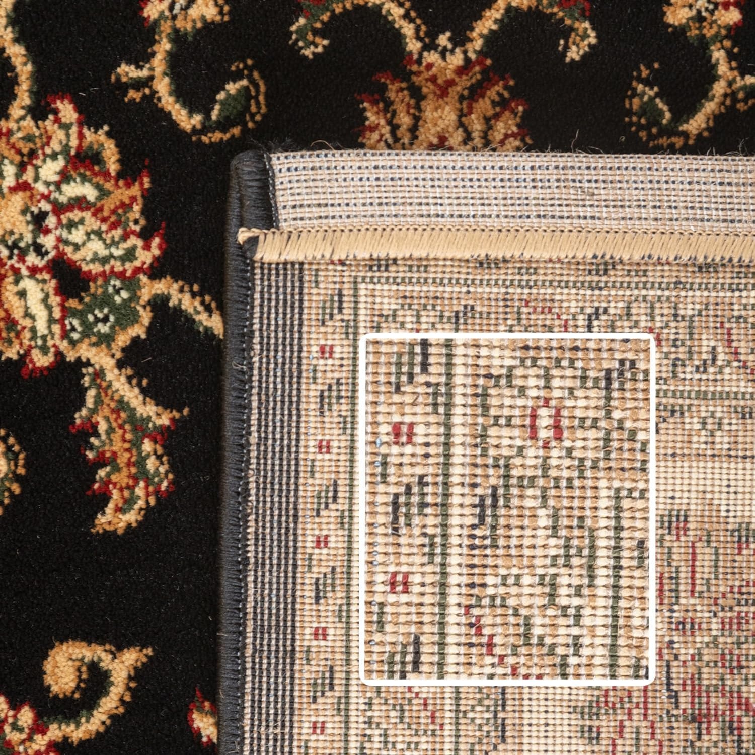 Marrakesh Nimrud Oosters Vloerkleed Zwart – Laagpolig Tapijt