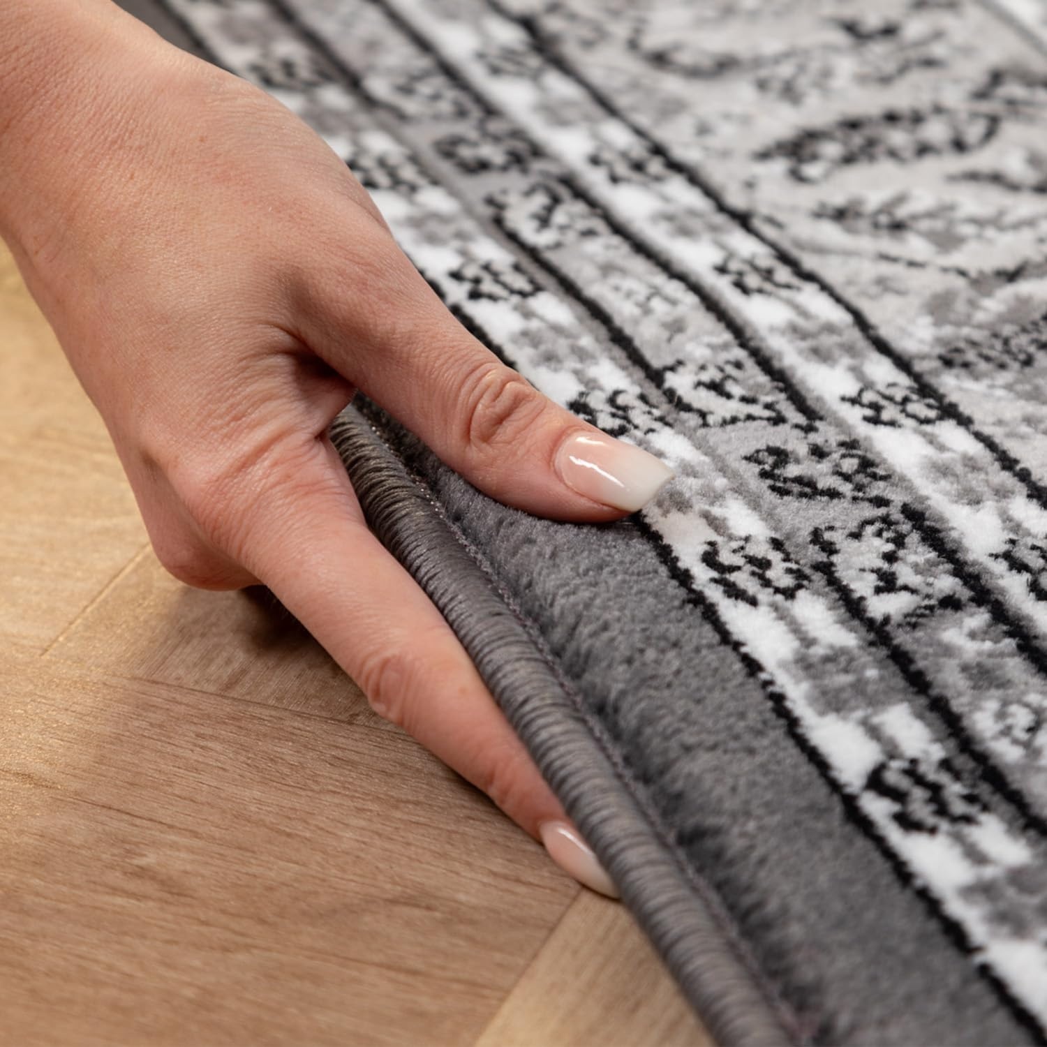 Marrakesh Neizar Oosters Vloerkleed Grijs – Laagpolig Tapijt