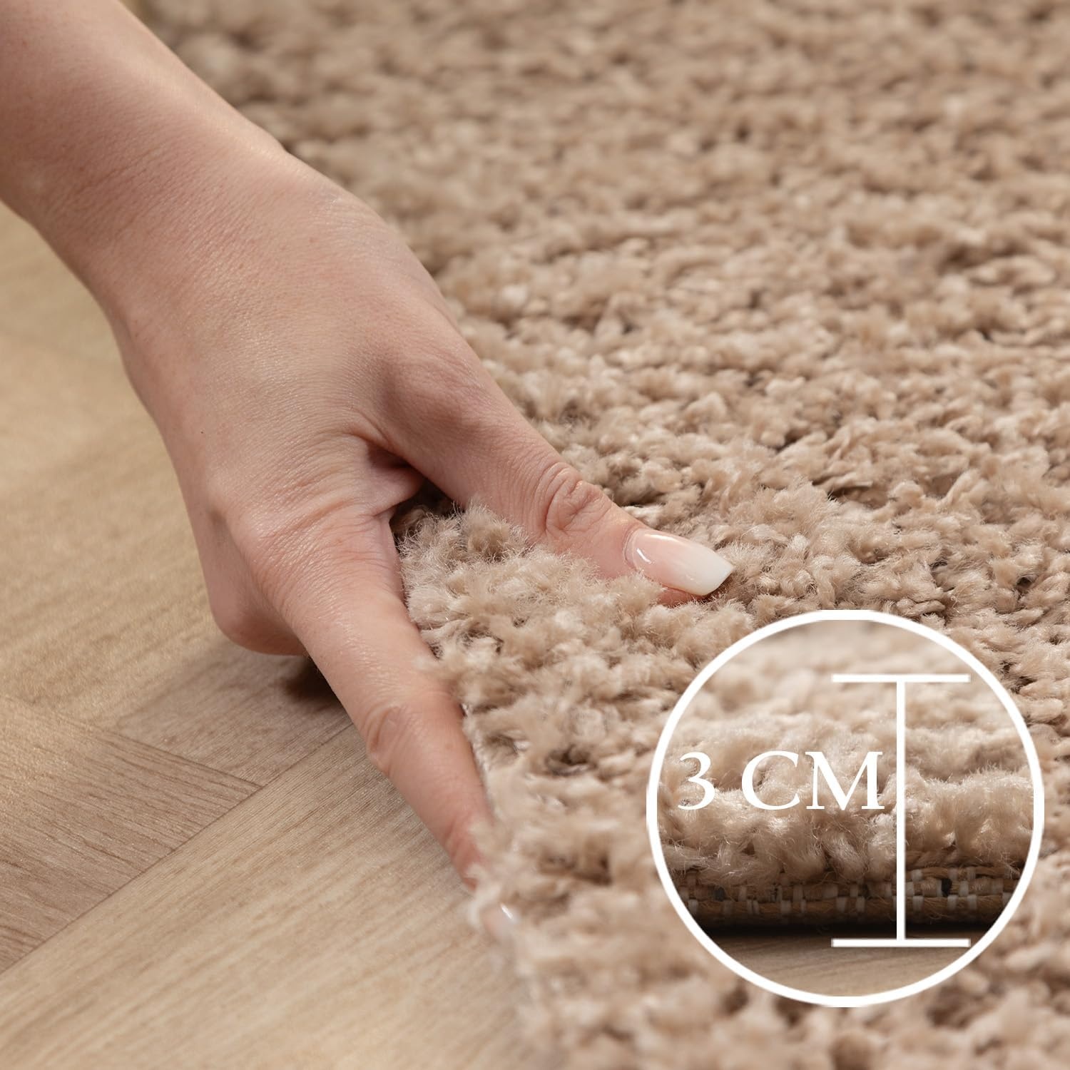 Tapijtenloods Basic Shaggy vloerkleed Beige Hoogpolig