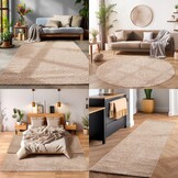 Basic Shaggy vloerkleed Beige Hoogpolig