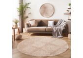 Tapijtenloods Basic Rond Shaggy vloerkleed Beige Hoogpolig