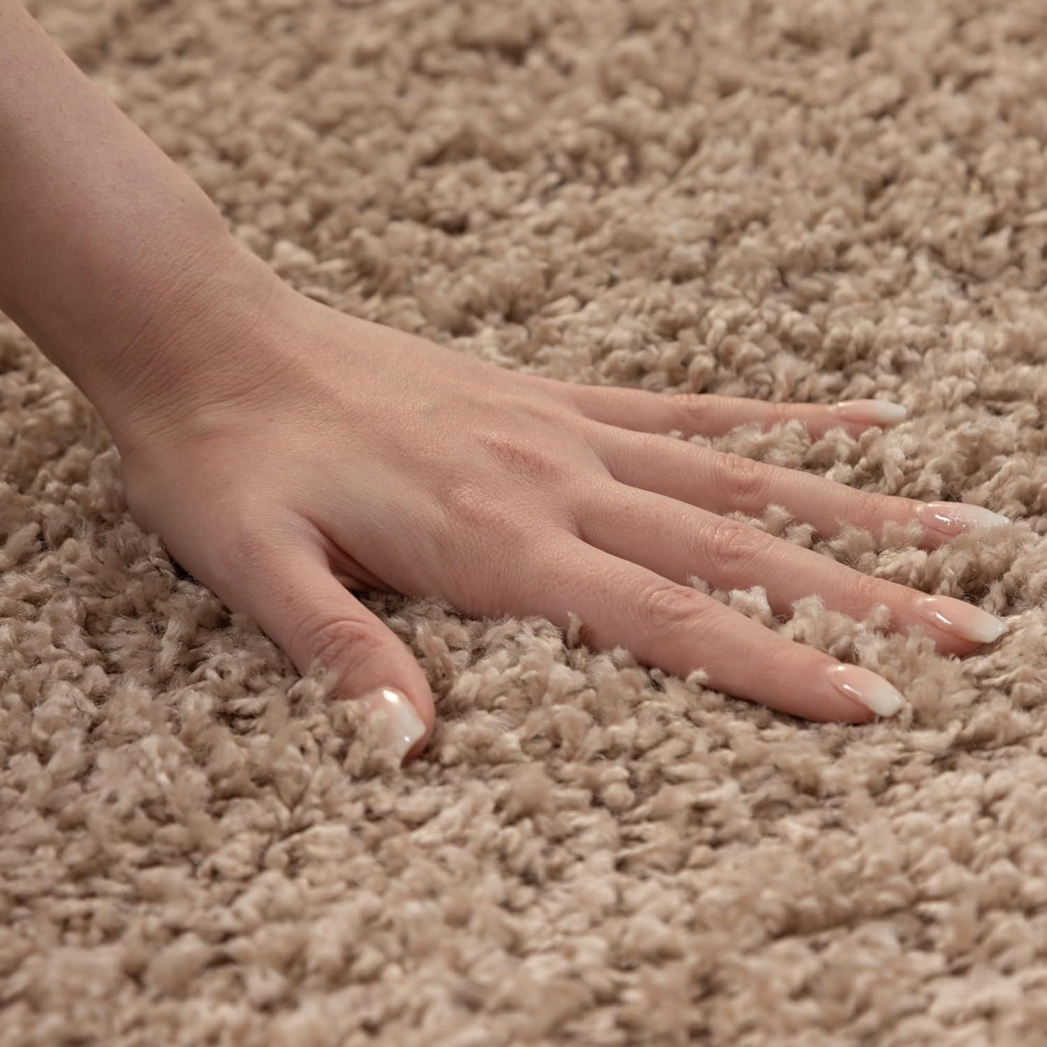 Tapijtenloods Basic Rond Shaggy vloerkleed Beige Hoogpolig