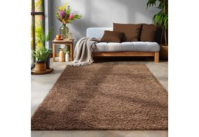 Basic Shaggy vloerkleed Bruin Hoogpolig
