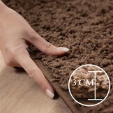 Basic Rond Shaggy vloerkleed Bruin Hoogpolig