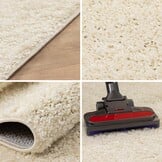 Basic Shaggy vloerkleed Creme Hoogpolig