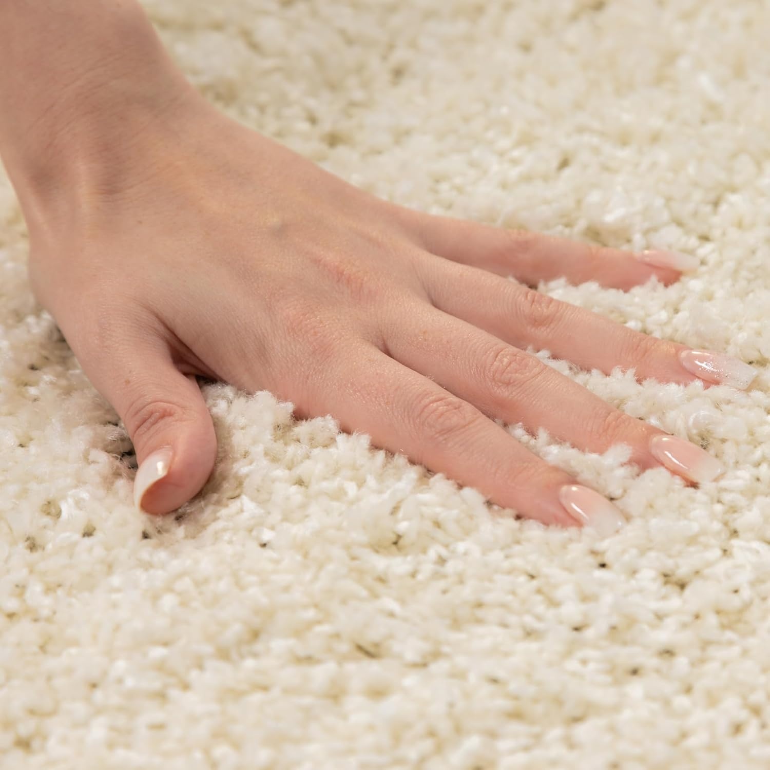 Tapijtenloods Basic Rond Shaggy vloerkleed Creme Hoogpolig