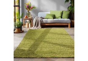 Basic Shaggy vloerkleed Groen Hoogpolig