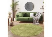 Tapijtenloods Basic Rond Shaggy vloerkleed Groen Hoogpolig