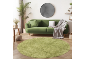 Tapijtenloods Basic Rond Shaggy vloerkleed Groen Hoogpolig