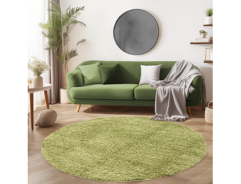 Tapijtenloods Basic Rond Shaggy vloerkleed Groen Hoogpolig