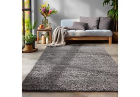 Basic Shaggy vloerkleed Grijs Hoogpolig