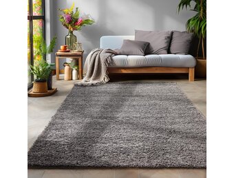 Tapijtenloods Basic Shaggy vloerkleed Grijs Hoogpolig