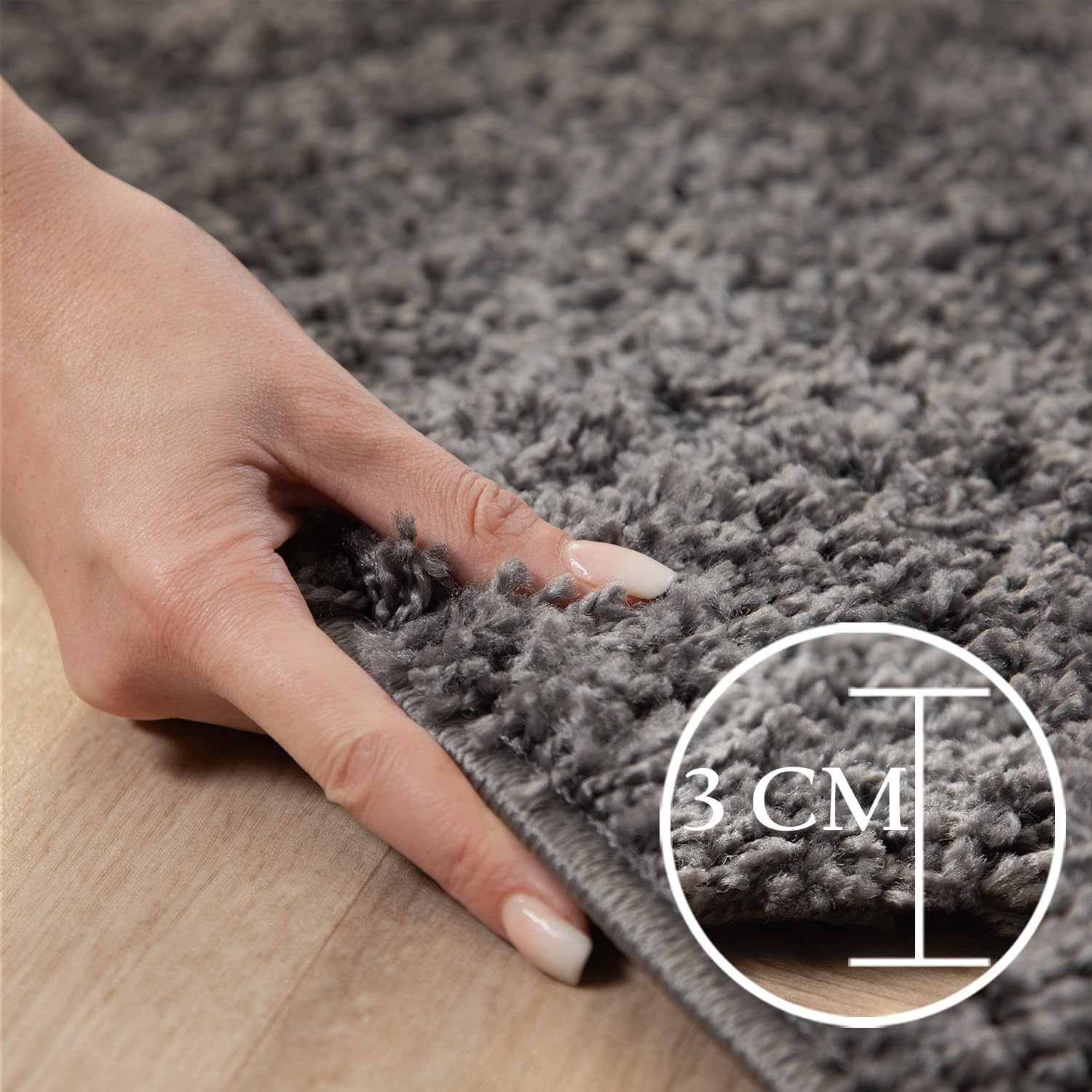 Basic Rond Shaggy vloerkleed Grijs Hoogpolig