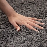 Basic Rond Shaggy vloerkleed Grijs Hoogpolig