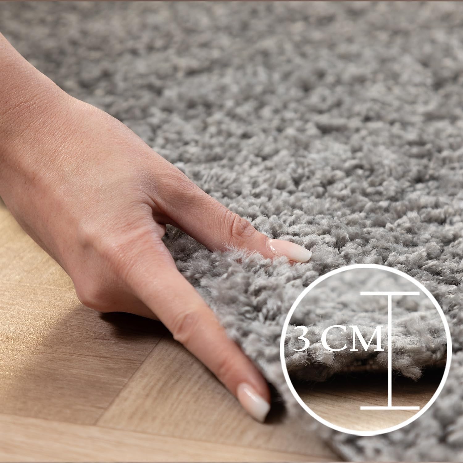 Tapijtenloods Basic Shaggy vloerkleed Lichtgrijs Hoogpolig