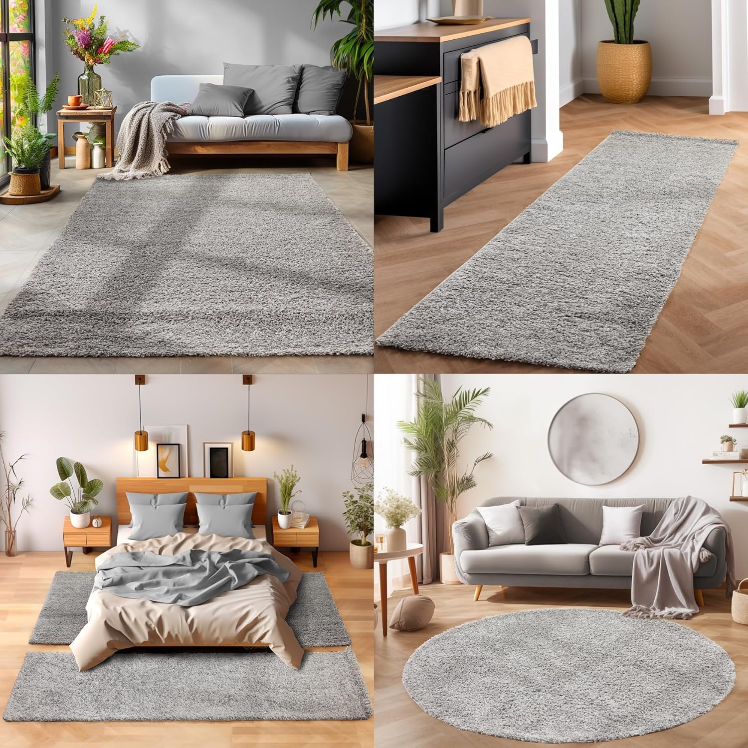 Tapijtenloods Basic Shaggy vloerkleed Lichtgrijs Hoogpolig