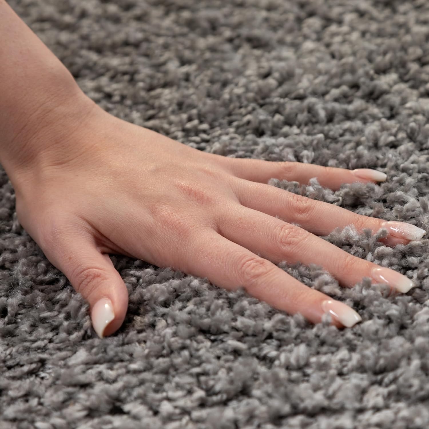 Basic Rond Shaggy vloerkleed Lichtgrijs Hoogpolig