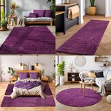 Tapijtenloods Basic Shaggy vloerkleed Paars Hoogpolig