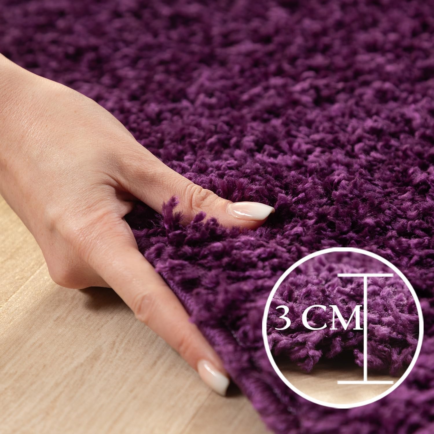 Tapijtenloods Basic Rond Shaggy vloerkleed Paars Hoogpolig