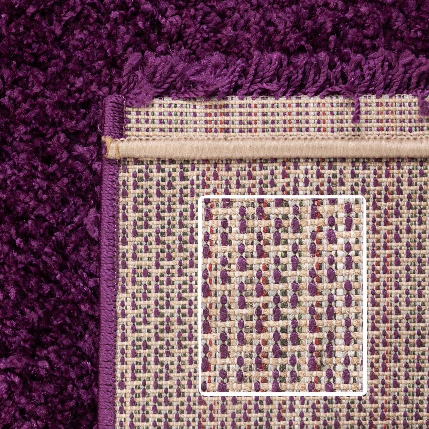 Tapijtenloods Basic Rond Shaggy vloerkleed Paars Hoogpolig