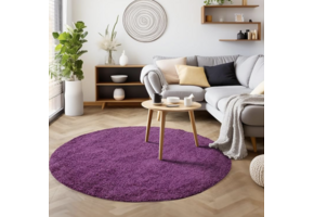 Tapijtenloods Basic Rond Shaggy vloerkleed Paars Hoogpolig