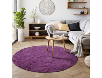 Tapijtenloods Basic Rond Shaggy vloerkleed Paars Hoogpolig