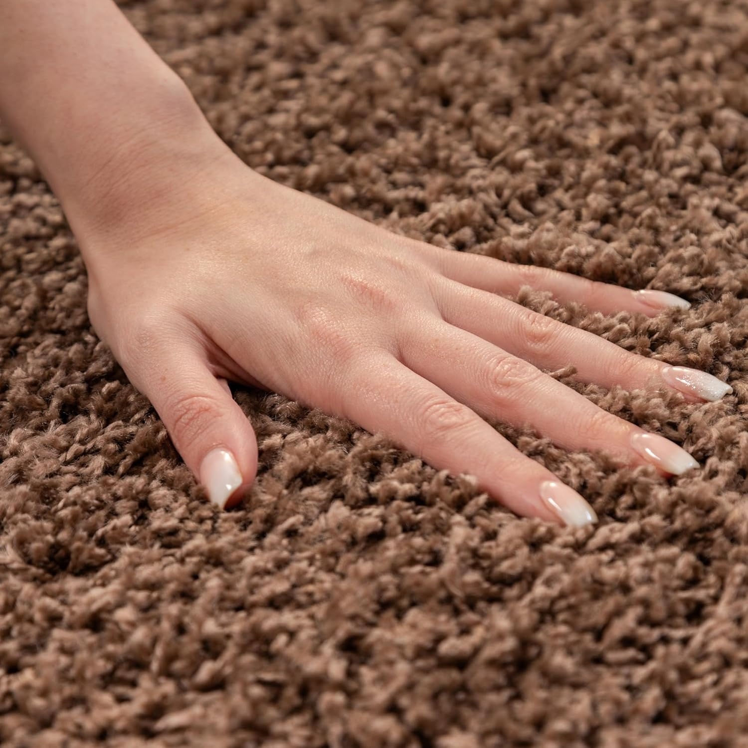 Tapijtenloods Basic Rond Shaggy vloerkleed Caramel Hoogpolig