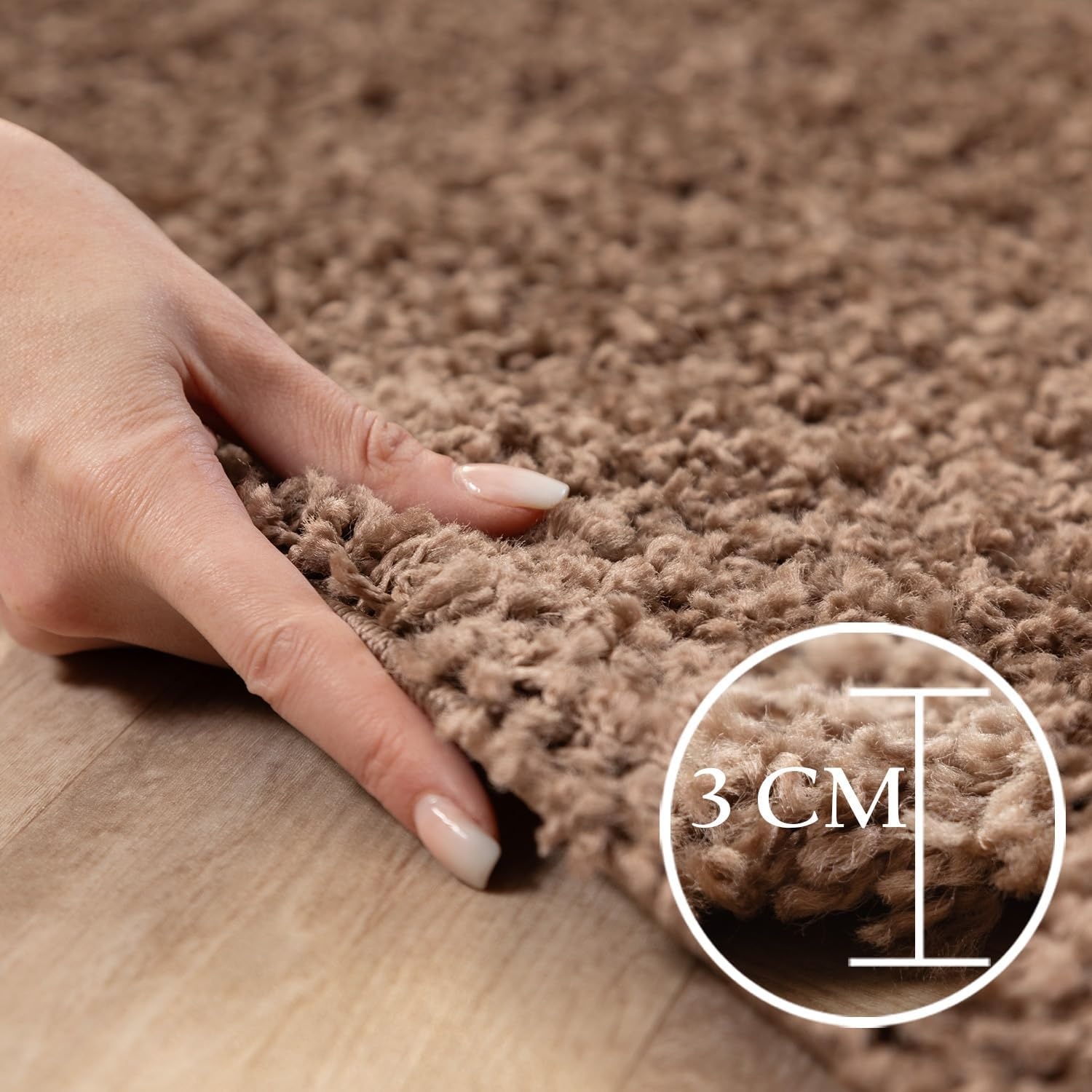 Tapijtenloods Basic Rond Shaggy vloerkleed Caramel Hoogpolig