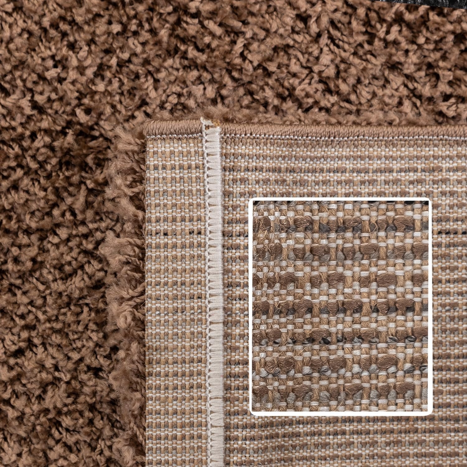 Tapijtenloods Basic Rond Shaggy vloerkleed Caramel Hoogpolig