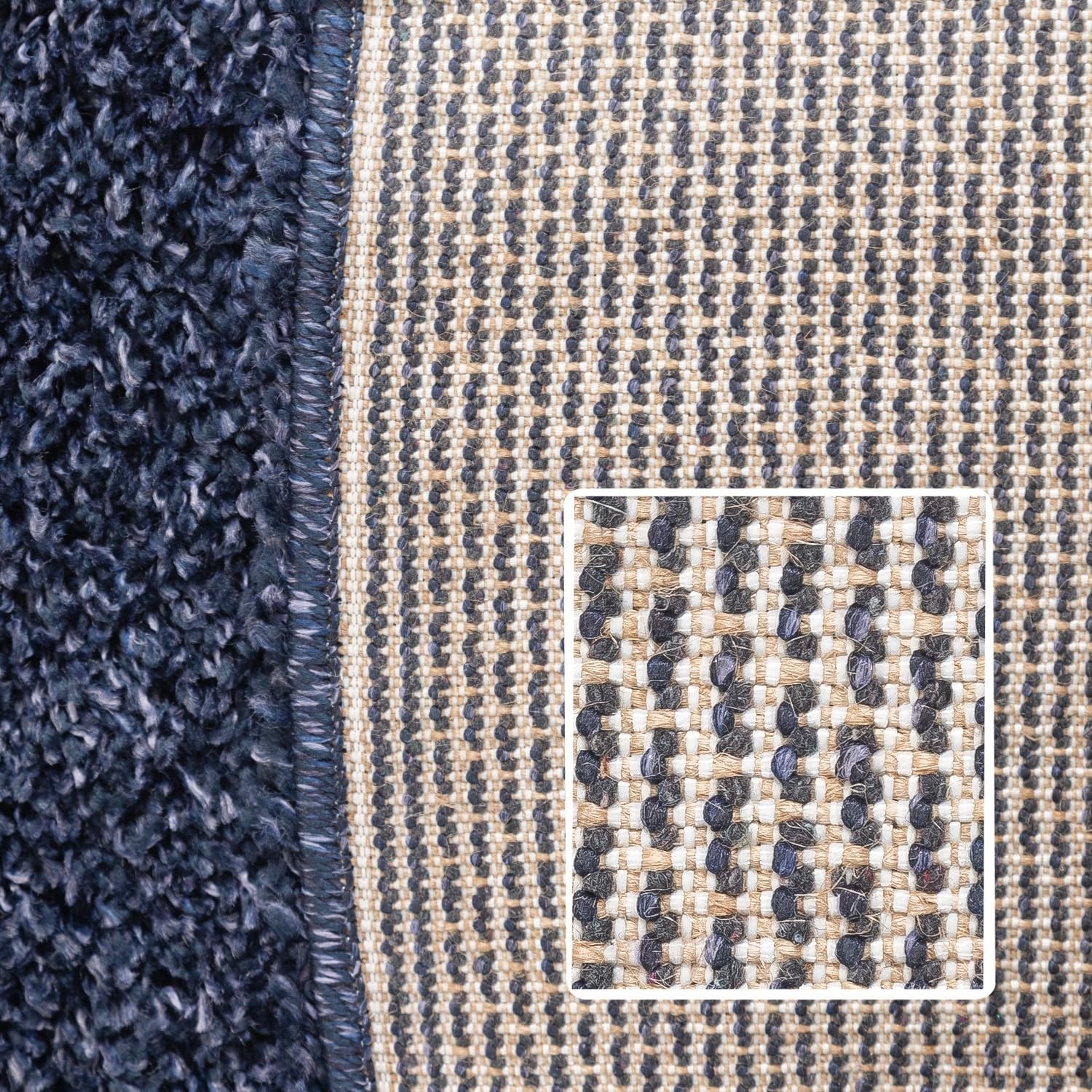 Tapijtenloods Basic Shaggy vloerkleed Donker Blauw Hoogpolig