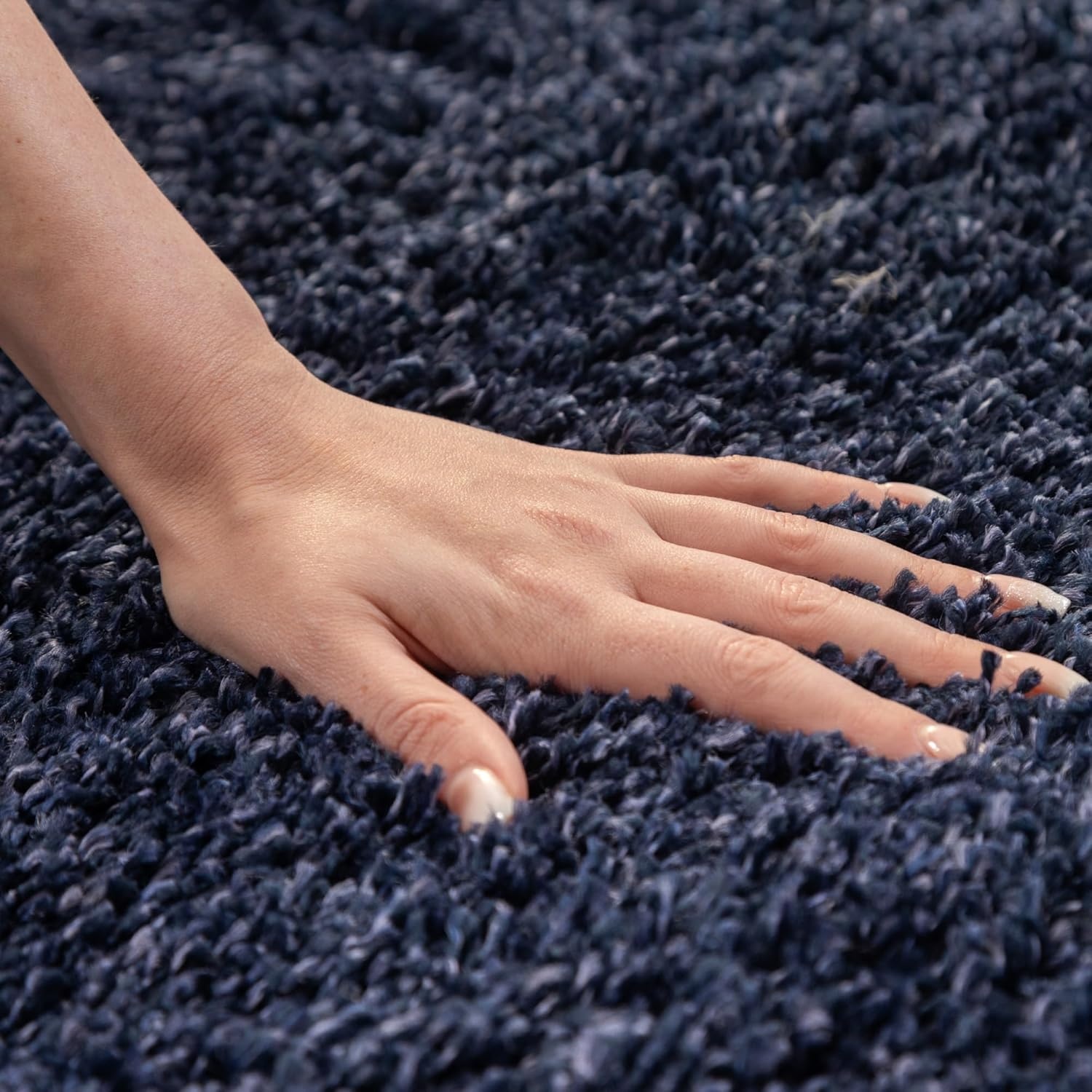 Tapijtenloods Basic Shaggy vloerkleed Donker Blauw Hoogpolig