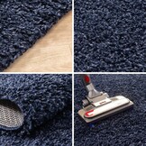 Tapijtenloods Basic Shaggy vloerkleed Donker Blauw Hoogpolig