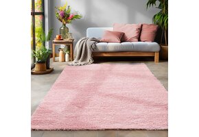 Tapijtenloods Basic Shaggy vloerkleed Roze Hoogpolig