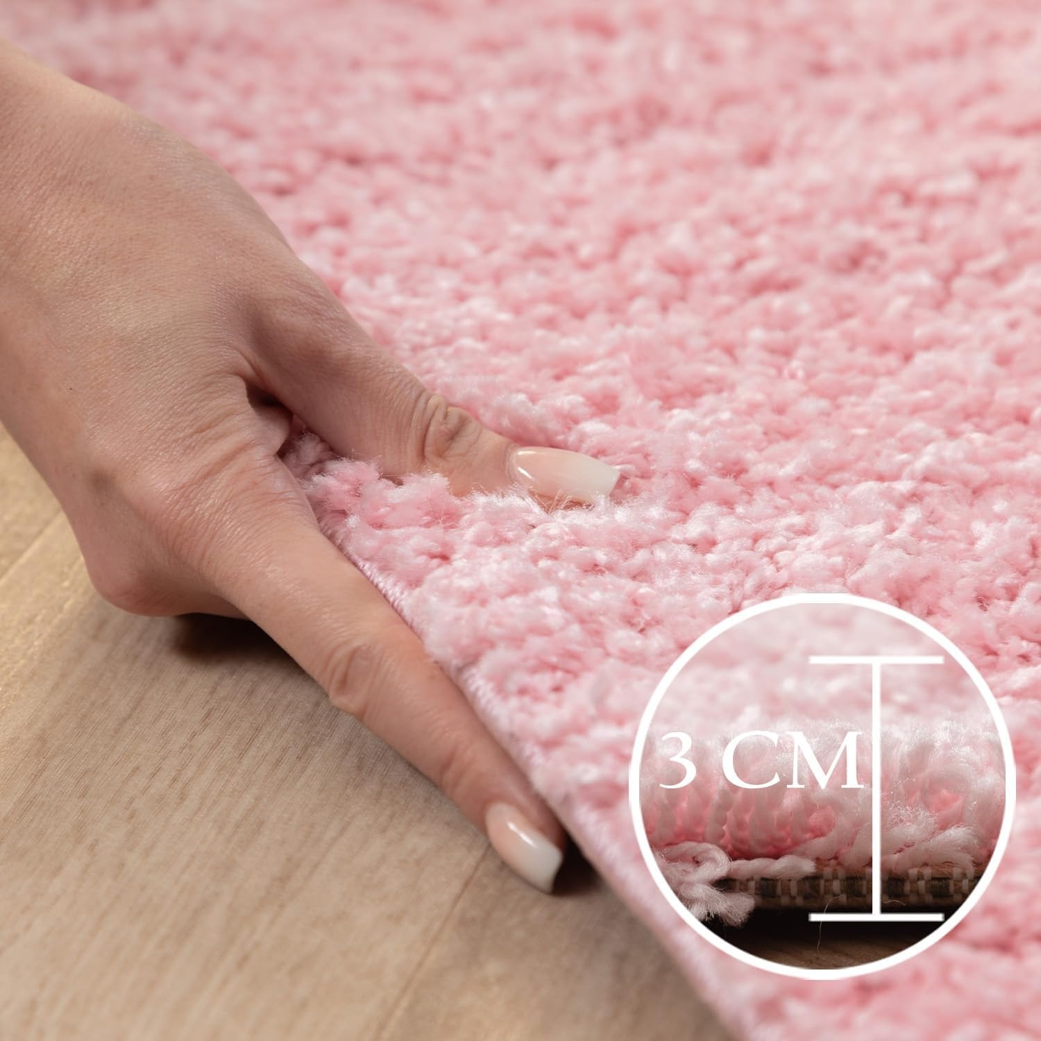 Tapijtenloods Basic Rond Shaggy vloerkleed Roze Hoogpolig