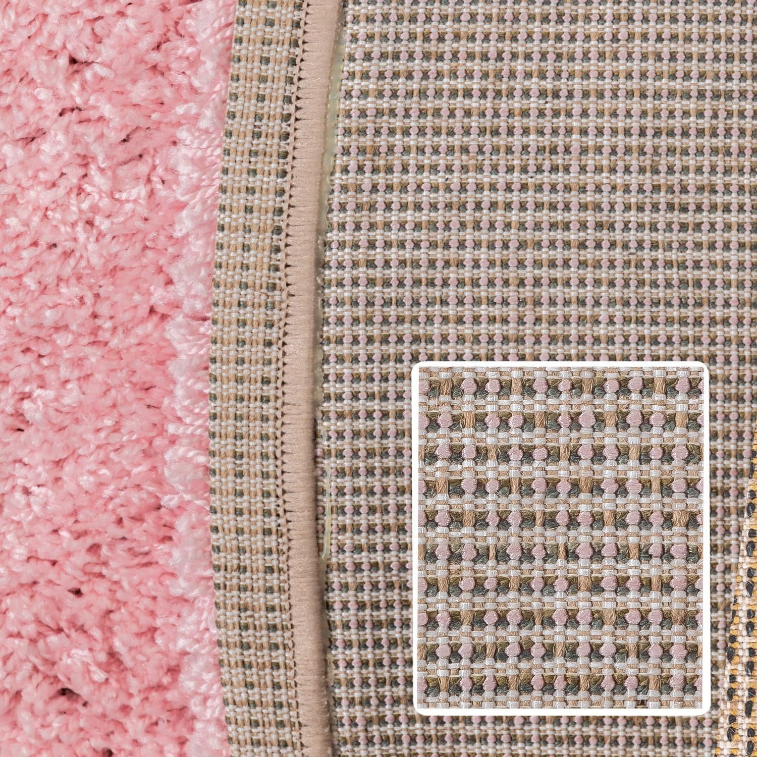 Basic Rond Shaggy vloerkleed Roze Hoogpolig