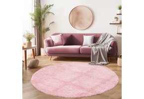 Tapijtenloods Basic Rond Shaggy vloerkleed Roze Hoogpolig