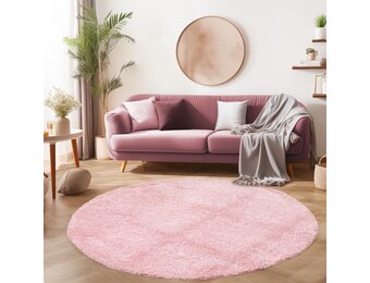 Tapijtenloods Basic Rond Shaggy vloerkleed Roze Hoogpolig