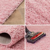 Basic Rond Shaggy vloerkleed Roze Hoogpolig