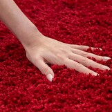 Basic Shaggy vloerkleed Rood Hoogpolig