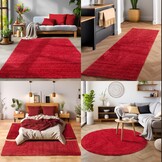 Basic Shaggy vloerkleed Rood Hoogpolig