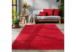 Tapijtenloods Basic Shaggy vloerkleed Rood Hoogpolig