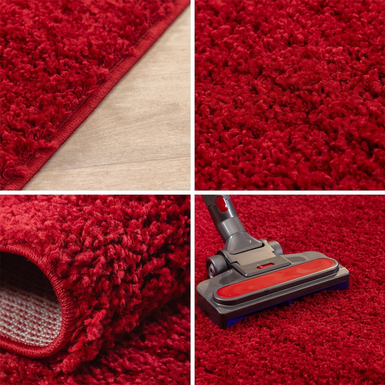 Tapijtenloods Basic Rond Shaggy vloerkleed Rood Hoogpolig