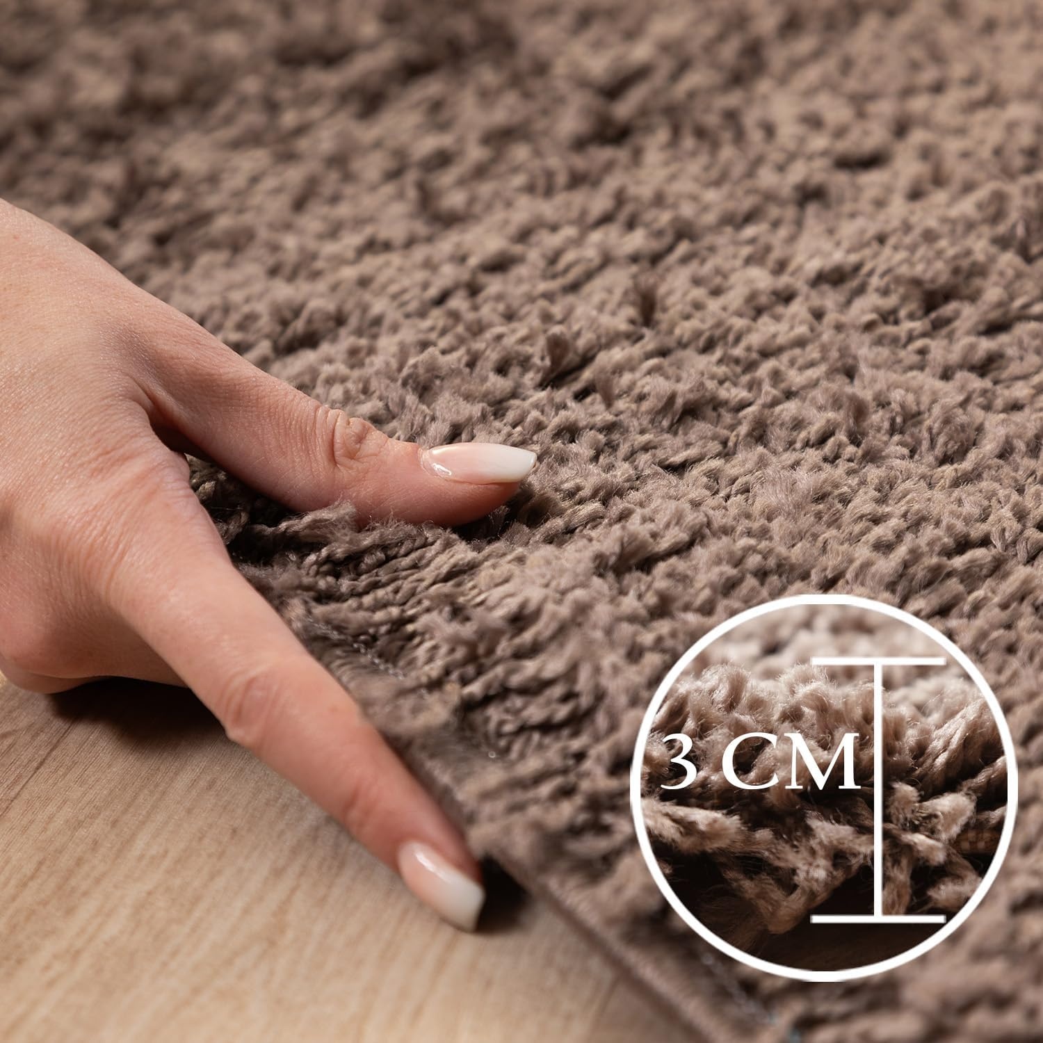 Tapijtenloods Basic Shaggy vloerkleed Taupe Hoogpolig