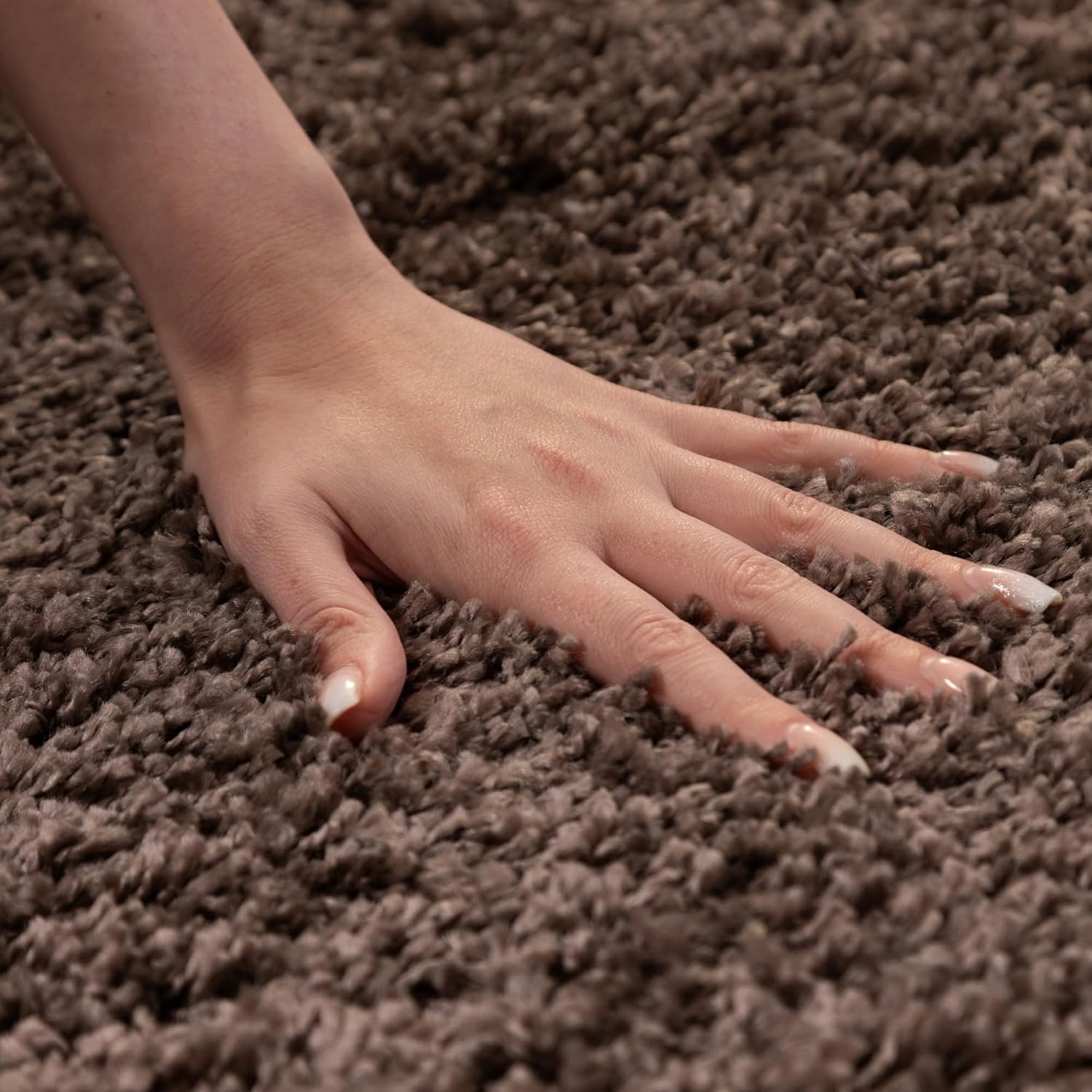 Tapijtenloods Basic Shaggy vloerkleed Taupe Hoogpolig