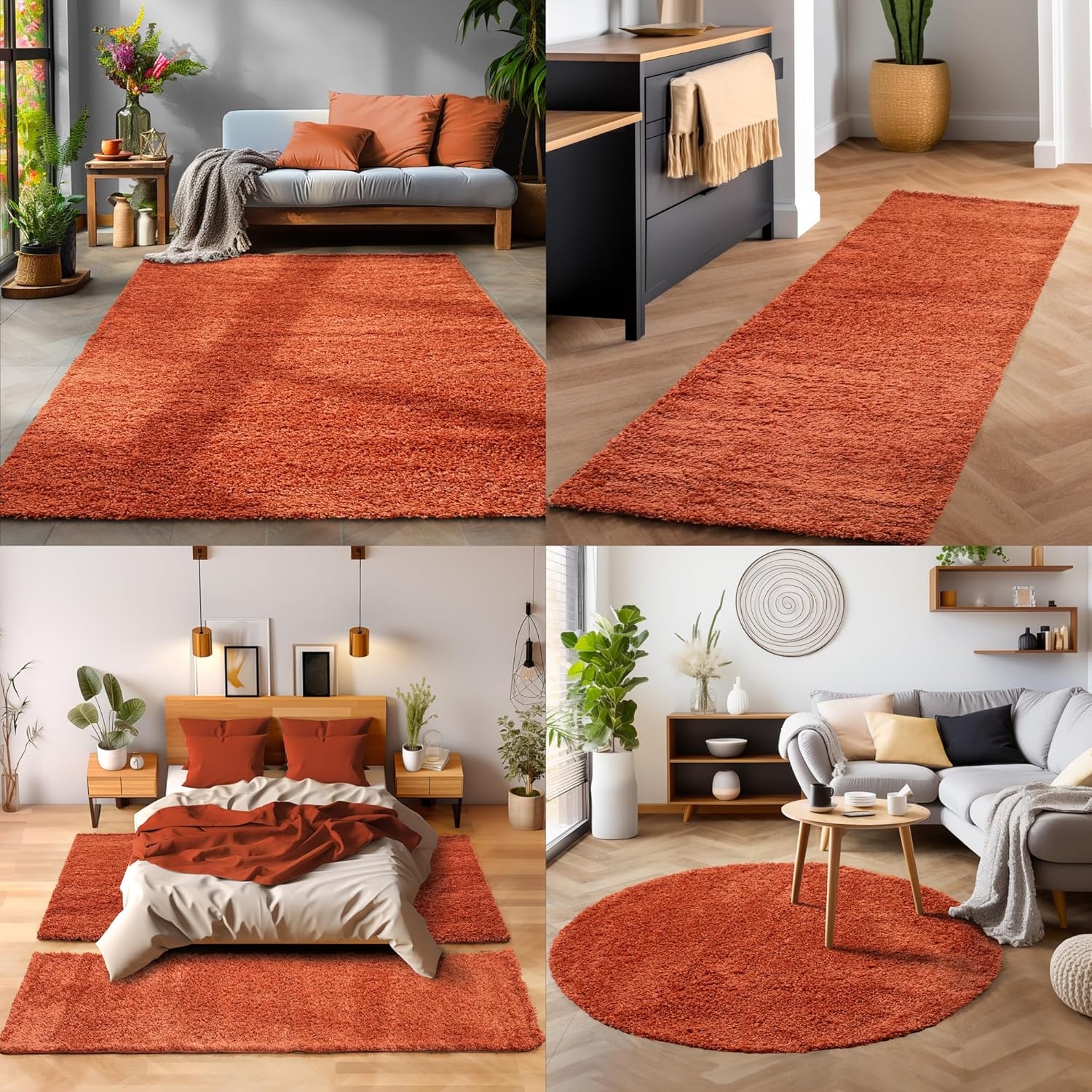 Basic Shaggy vloerkleed Terra / Oranje Hoogpolig