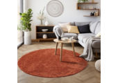 Tapijtenloods Basic Rond Shaggy vloerkleed Terra / Oranje Hoogpolig
