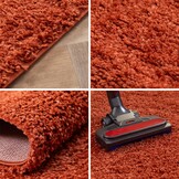 Tapijtenloods Basic Rond Shaggy vloerkleed Terra / Oranje Hoogpolig